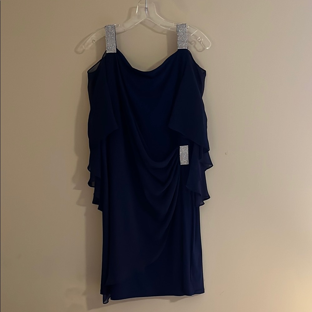 MSK Blue Tiered Ruffled Cocktail Dress